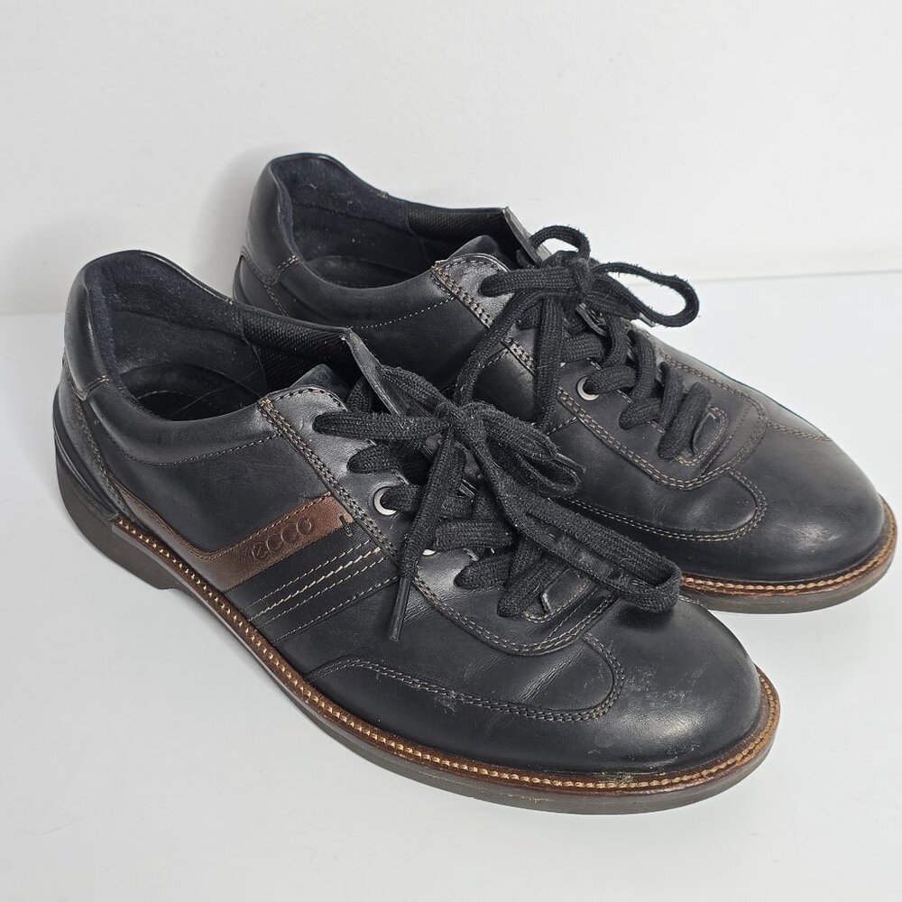 ECCO Chander Shoes Mens Size 43 EU 9-9.5 US Black Casual Sneakers Leather Lace